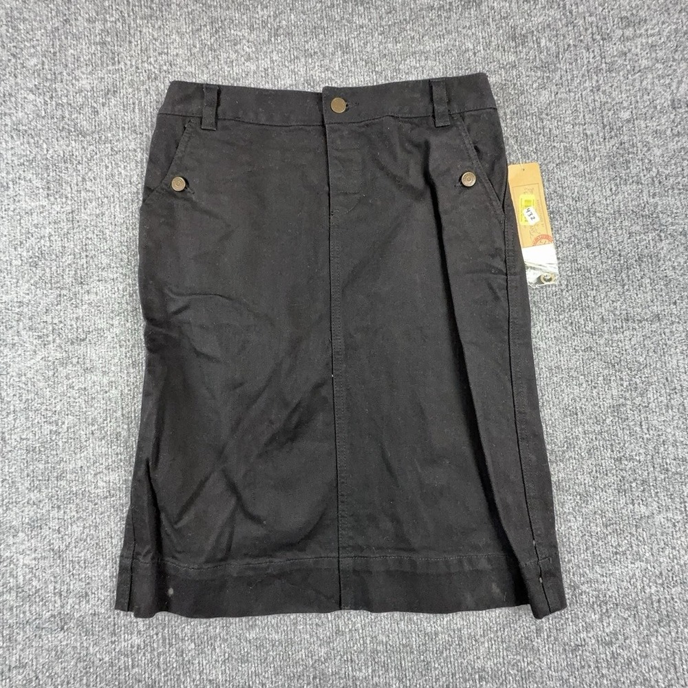 Lauren Jeans Company Skirt Womens Petite 2P Black Denim Pencil Knee Length